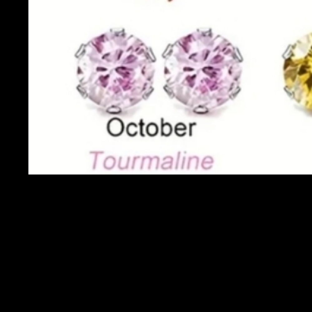 Stainless steel tourmaline cubic zirconia earrings silver  october birthstone